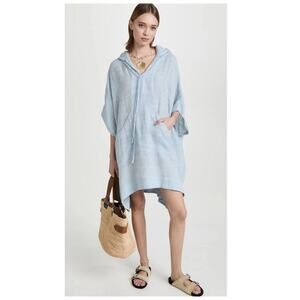 Lisa Marie Fernandez Women's Hooded Linen Blend Cover-Up Poncho Size 2